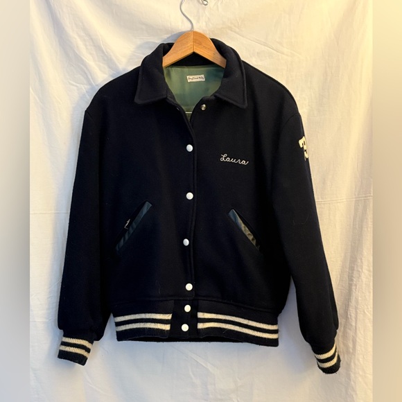 Vintage Jackets & Blazers - Vintage High School Wool Letterman’s Jacket Laura 79 sz M